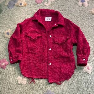 Zara Girls/Kids Crimson Frayed Jacket